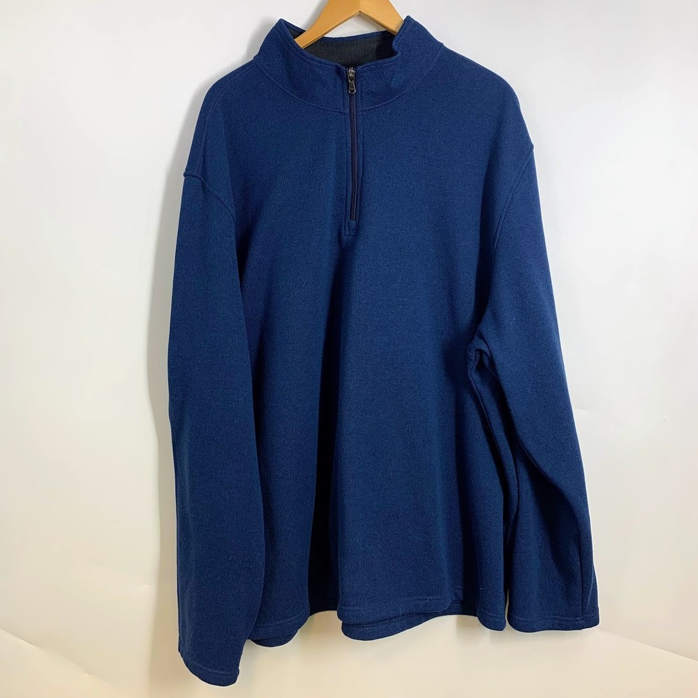 IZOD Mens‎ Fleece Quarter Zip Pullover Sweatshirt Blue Long Sleeve Collar